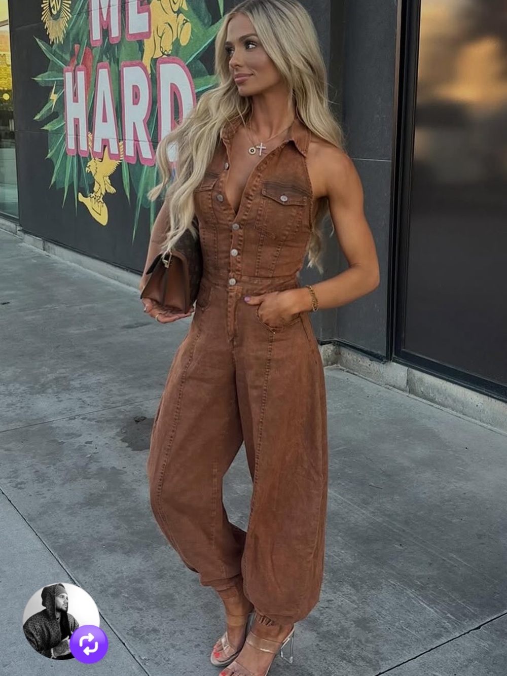 Fashion Nova Downtown Girl Balloon Jumpsuit - Chocolate XS